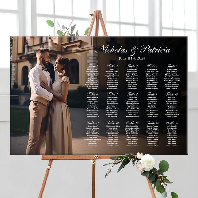 Póster gráfico de asientos boda con elegante fotografía m (Subido por el creador)