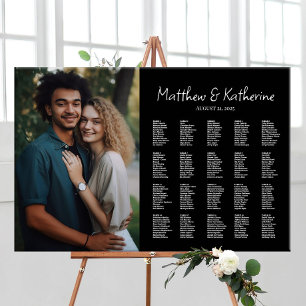 Póster gráfico de asientos boda con foto elegante editabl