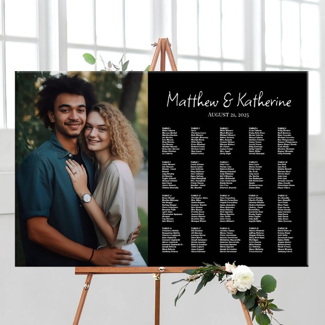 Póster gráfico de asientos boda con foto elegante editabl (Subido por el creador)