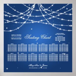 Póster Gráfico de asientos boda Cuerdas esparkling Azul