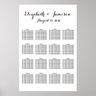 Póster Gráfico de asientos Boda de caligrafía con letras 