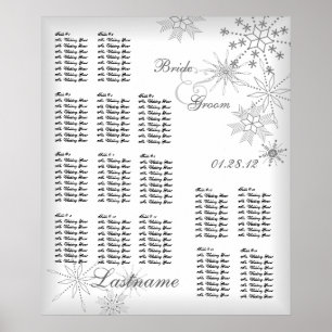 Póster Gráfico de asientos Boda de copo de nieve Gris pla