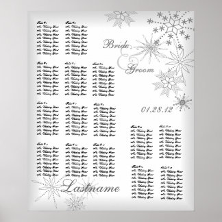 Póster Gráfico de asientos Boda de copo de nieve Gris pla