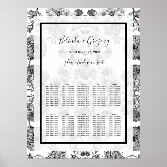 Póster Gráfico de asientos Boda de flores de cosecha rust (Frente)