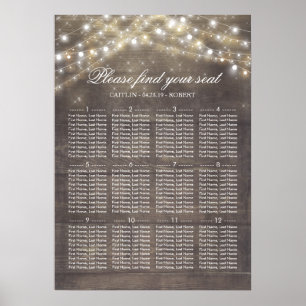 Póster Gráfico de asientos Boda de la cadena de país rúst