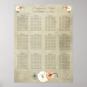 Póster Gráfico de asientos Boda de las calabazas del otoñ