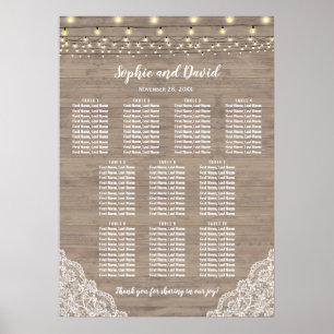Póster Gráfico de asientos Boda de las luces de cadena de