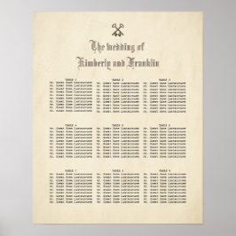 Póster Gráfico de asientos Boda de las teclas de venta al