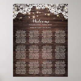 Póster Gráfico de asientos Boda de luces de encaje de mad