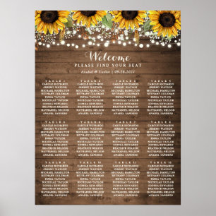 Póster Gráfico de asientos Boda de luces de girasol de ma