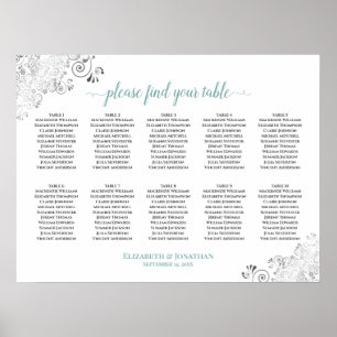 Póster Gráfico de asientos Boda de mesa de Frilly 10 Blan