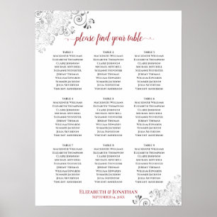 Póster Gráfico de asientos Boda de mesa de Frilly 9 Blanc