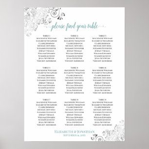 Póster Gráfico de asientos Boda de mesa de Frilly 9 Blanc