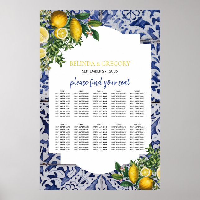 Póster Gráfico de asientos Boda de mosaicos portugueses L (Frente)