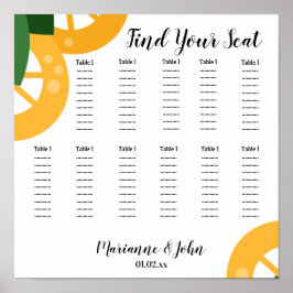 Póster Gráfico de asientos Boda de rebanadas de limón neg