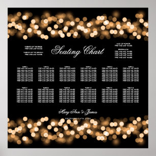 Póster Gráfico de asientos boda Dorado Hollywood Glam