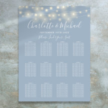 Gráfico de asientos Boda Dusty Blue String Lights
