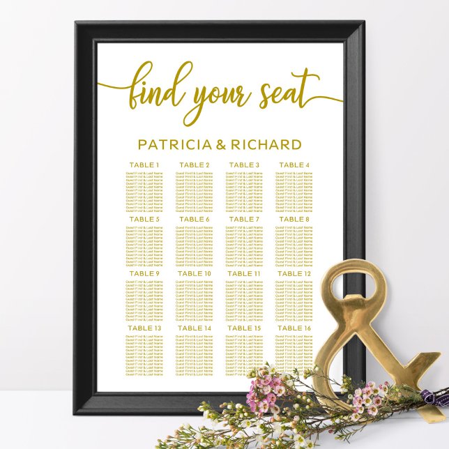 Póster Gráfico de asientos boda Elegante caligrafía de or (Subido por el creador)