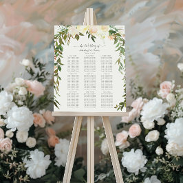 Póster Gráfico de asientos boda Elegante Rosa Blanca