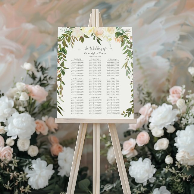 Póster Gráfico de asientos boda Elegante Rosa Blanca (Subido por el creador)
