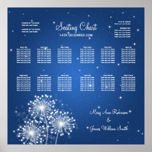 Póster Gráfico de asientos boda Esparkle de verano azul z