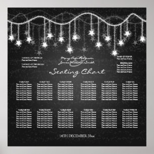 Póster Gráfico de asientos boda Estrellas brillantes Negr