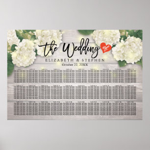 Póster Gráfico de asientos boda Flores Madera de cadena