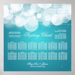 Póster Gráfico de asientos boda Glow & Sparkle Turquoise