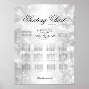 Póster Gráfico de asientos boda Luces de verano plateado