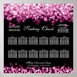 Póster Gráfico de asientos boda Luces rosadas