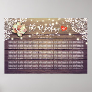 Póster Gráfico de asientos boda Moda Luces florales Lazo