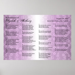 Póster Gráfico de asientos boda Poster Morado Floral