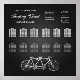 Póster Gráfico de asientos boda Tandem Bike Negro
