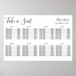 Póster Gráfico de asientos Bodas Boda simple y moderno