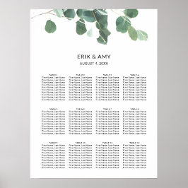 Póster Gráfico de asientos Bodas de hojas de agua