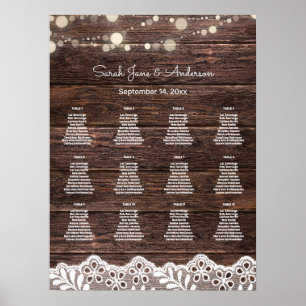 Póster Gráfico de asientos Bodas de madera, encaje, luces