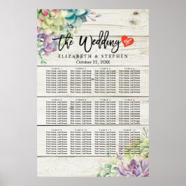 Póster Gráfico de asientos bodas Suculentas Plantas Mader