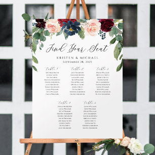 Póster Gráfico de Asientos Burgundy Rose Floral Encuentra