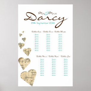 Póster Gráfico de asientos cardíacos en mapas de época