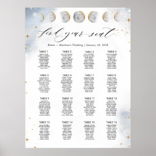 Póster Gráfico de Asientos Celestiales con 16 Mesas o Men