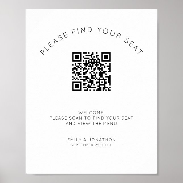 Póster Gráfico de Asientos con Código QR Imprimible en Ne (Frente)