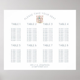 Póster Gráfico de Asientos Cuadrados de 8 Sillas de Boda 