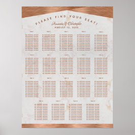 Póster Gráfico de Asientos de 19 Mesas Boda Mármol Cobre