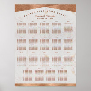 Póster Gráfico de Asientos de 19 Mesas Boda Mármol Cobre