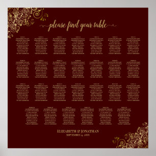 Póster Gráfico de asientos de 27 Bodas de mesa Auburn & L
