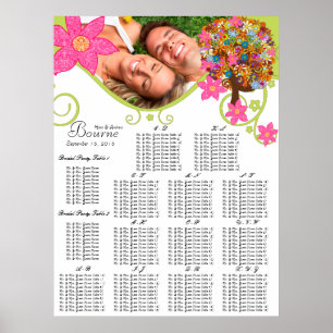 Póster Gráfico de asientos de árbol de flor alfabético