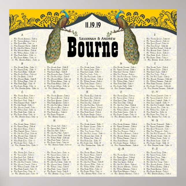 Póster Gráfico de asientos de aves de amor para pavo real (Frente)