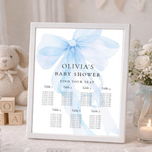 Póster Gráfico de Asientos de Baby Shower con Lazo Azul I