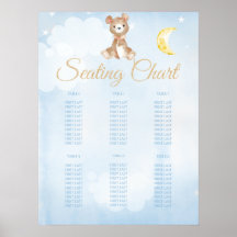 Gráfico de asientos de Baby Shower de Blue Teddy B