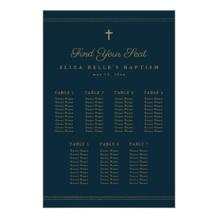 Póster Gráfico de Asientos de Bautizo Religioso Cruz de O